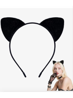 NEW Black Cat Ears Headband Furry Halloween Adult